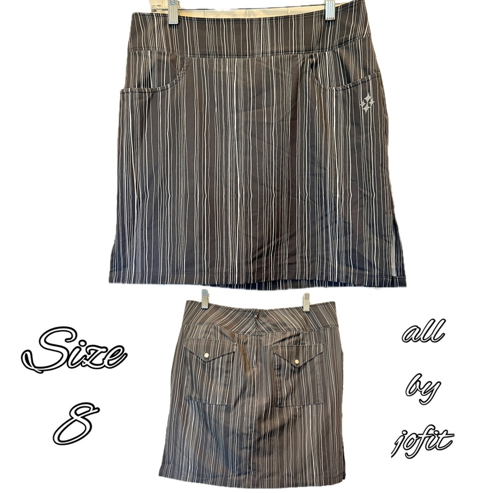 Jofit Gray Striped Skort SZ 8 Pickleball Golf Tennis Hiking